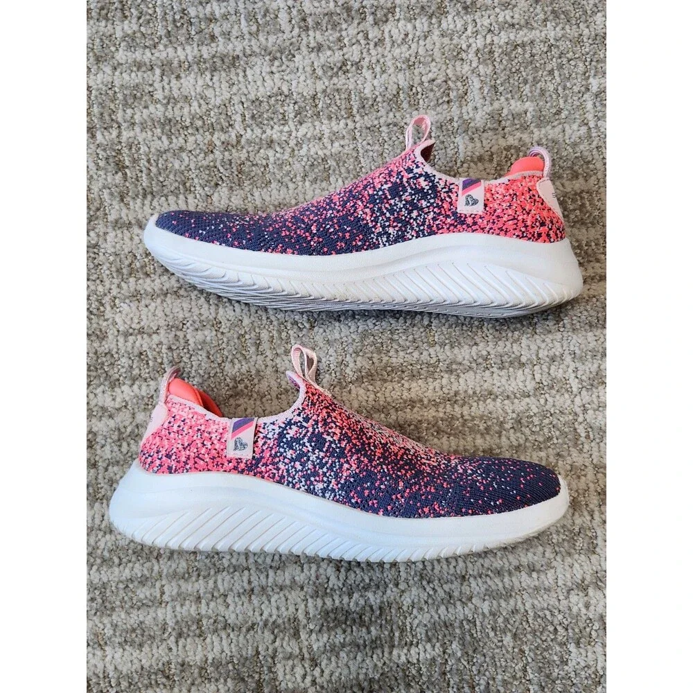 SKECHERS girl Ultra Flex 3.0 Speckled Slip-On Athletic Shoes Pink blue size 3